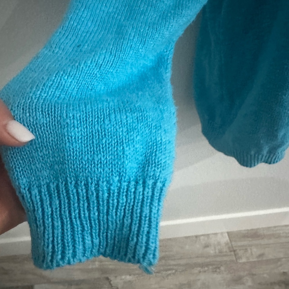 Sage aquamarine color V-Neck Women's Sweater - Picture 3 of 9